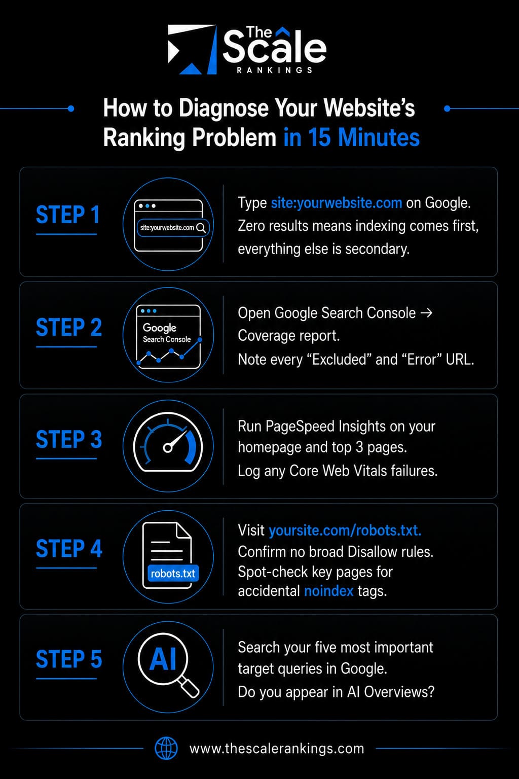 5 Steps to Diagnose Website Ranking Problem